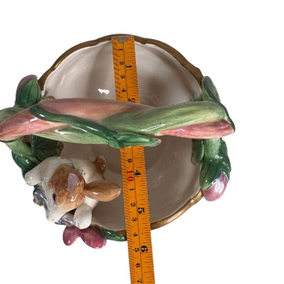 Fitz and Floyd Classics Bunny Basket Planter Floral Ceramic Easter Spring Decor - Picture 11 of 12